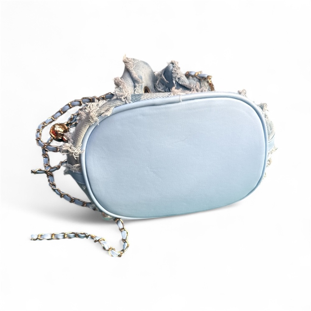 Stylish Denim Cinch Chain Crossbody Shoulder Bag Purse